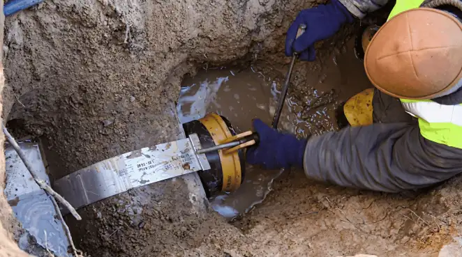 Technician performing underground drainage repair for foundation protection and gutter systems in Colorado Springs, CO